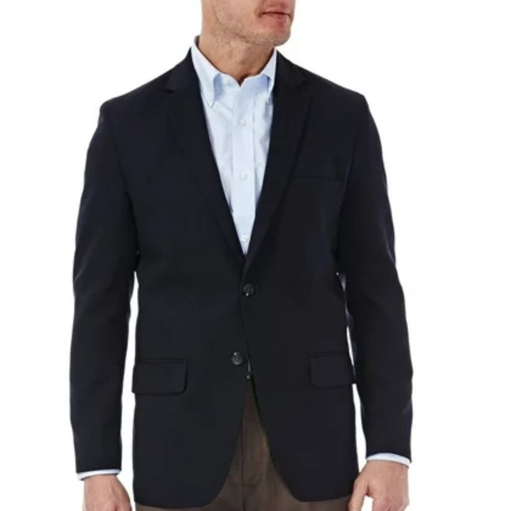 Haggar Men's in Motion Tailored-Fit Blazer - 48 Long - Blue - NWT